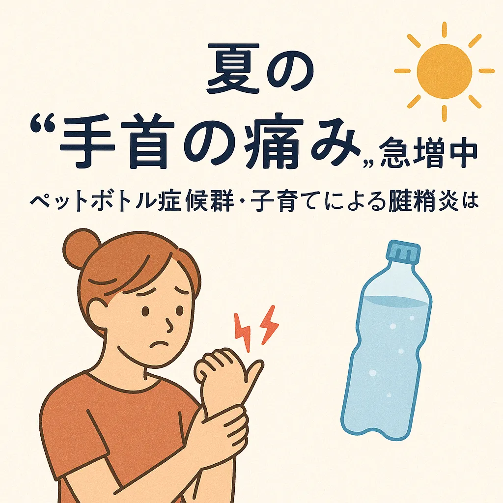 【夏の“手首の痛み”急増中】ペットボトル症候群・子育てによる腱鞘炎とは？｜あるむ鍼灸整骨院（都城市・三股町）